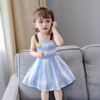 Combo váy xanh kẻ cho bé gái