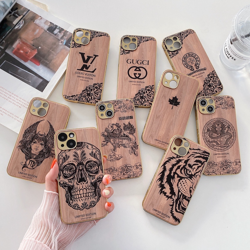 Ốp điện thoại họa tiết vân gỗ chống rơi chất lượng cao cho IPhone X XR XS Max 11 12 13 Pro Max
