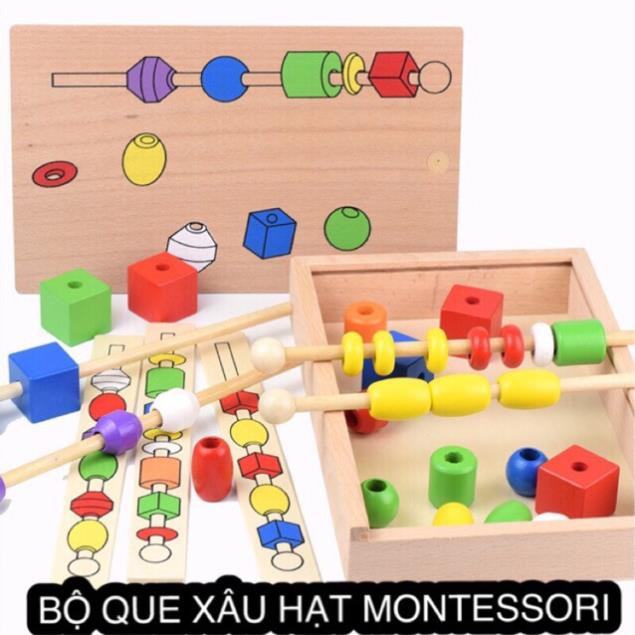 Đồ Chơi Giáo Dục♥️ Đồ Chơi Bộ Que Xâu Hạt MONTESSORI (Cam kết hàng loại 1)