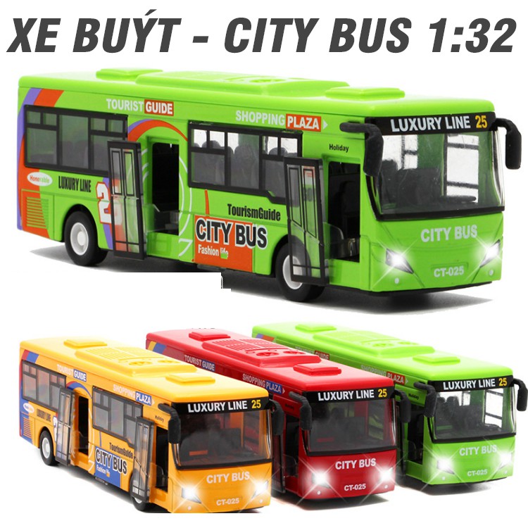 Xe buýt đồ chơi trẻ em bằng kim loại chạy cót xe có 3 màu - Xe mô hình xe city bus