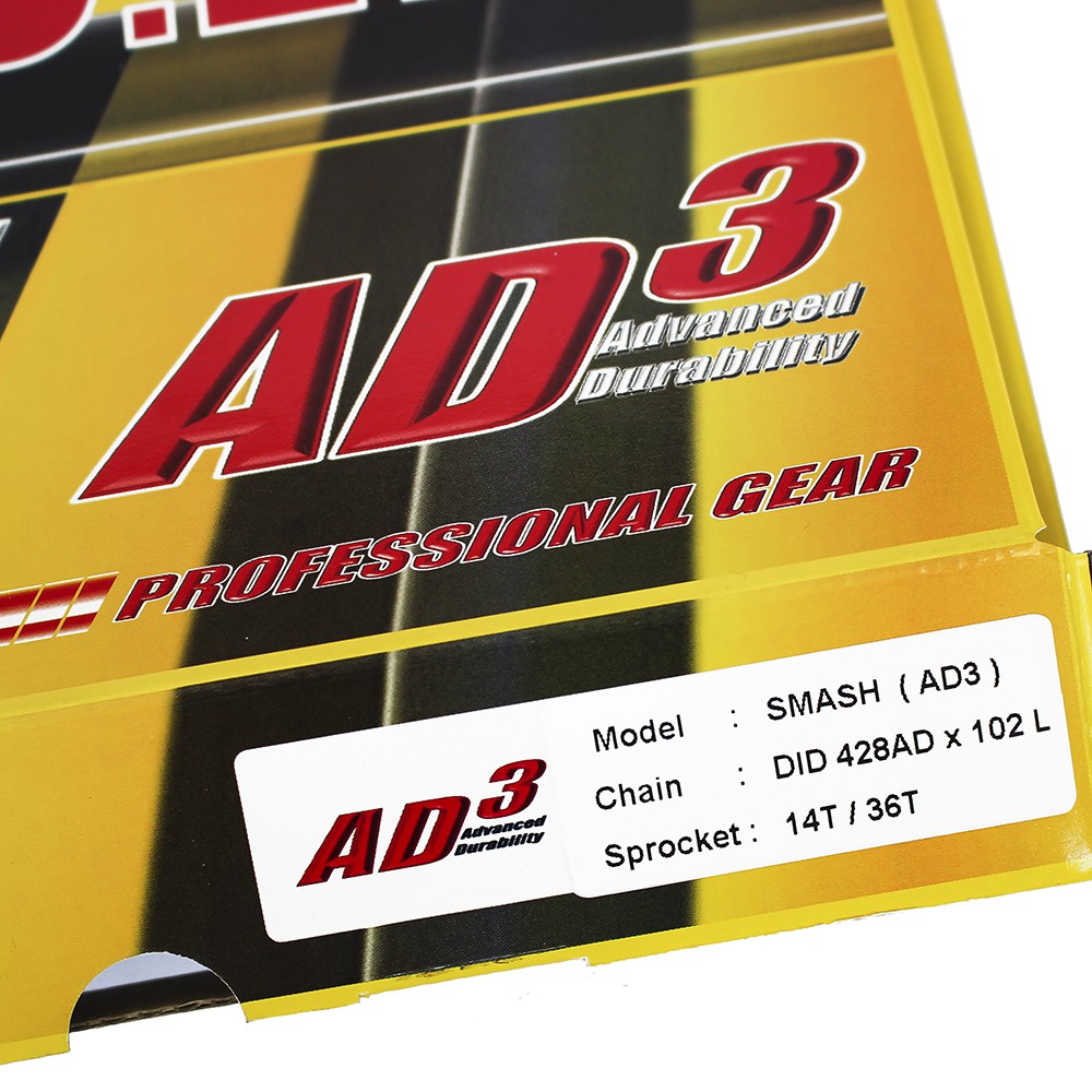 Nhông sên dĩa DID xe Smash, X-Bike, Axelo số tự động (sên 9 ly) 428DXN-102L, 14T-36T