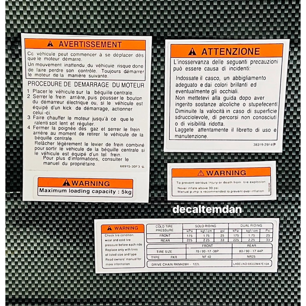 DDXM - V7BN - BỘ TEM THÔNG SỐ XE SPORT ( XÌ PO )