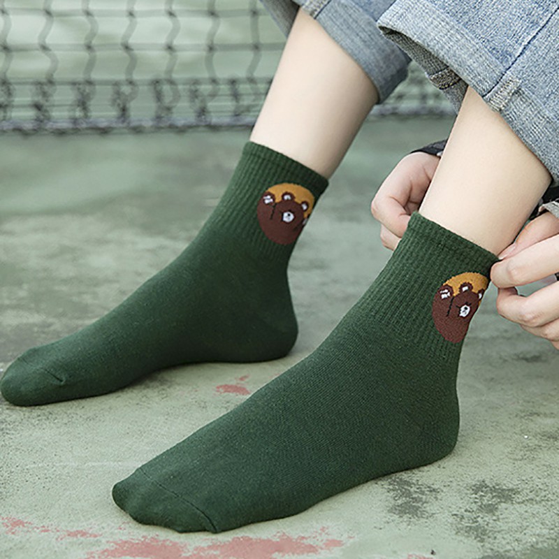 Women Autumn Cartoon Animal Solid Color Mid Socks | BigBuy360 - bigbuy360.vn
