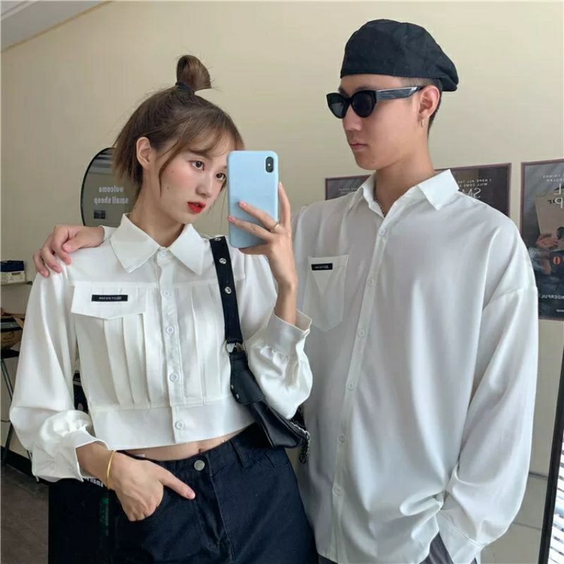 6:30PM Order Áo sơ mi ulzzang nam nữ đồ đôi tag croptop