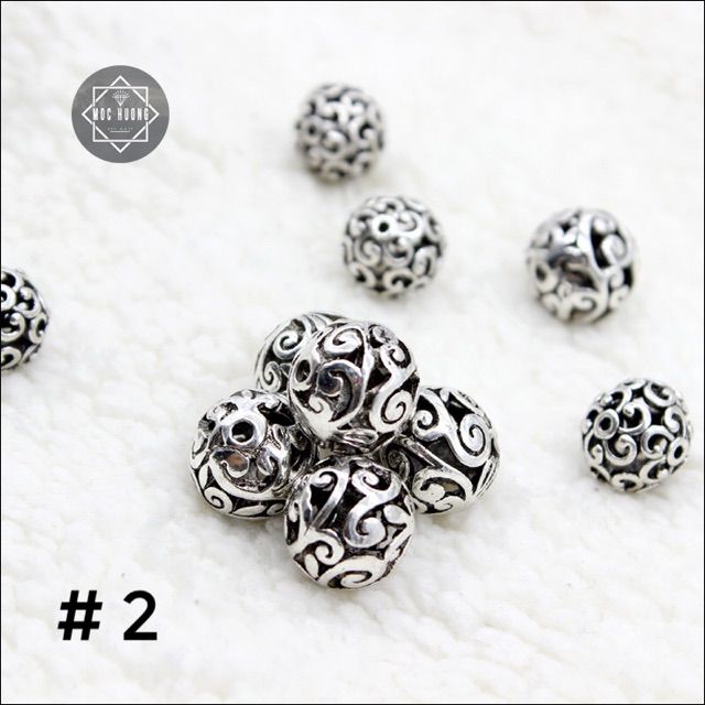 Charm bi tròn 10mm nhiều hoa văn - KL007