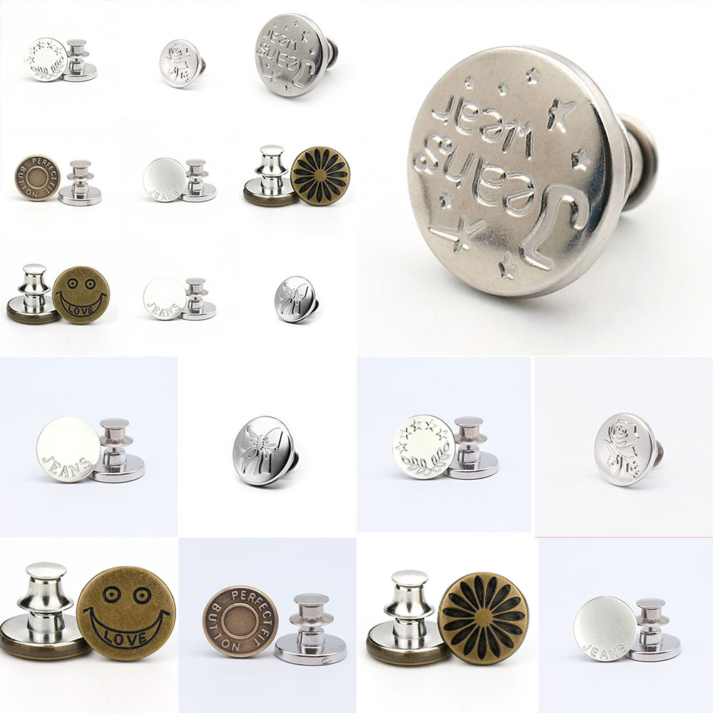 2 PCS Universal Retro DIY Waist Button Removable Adjustable Jeans Buttons Accessories