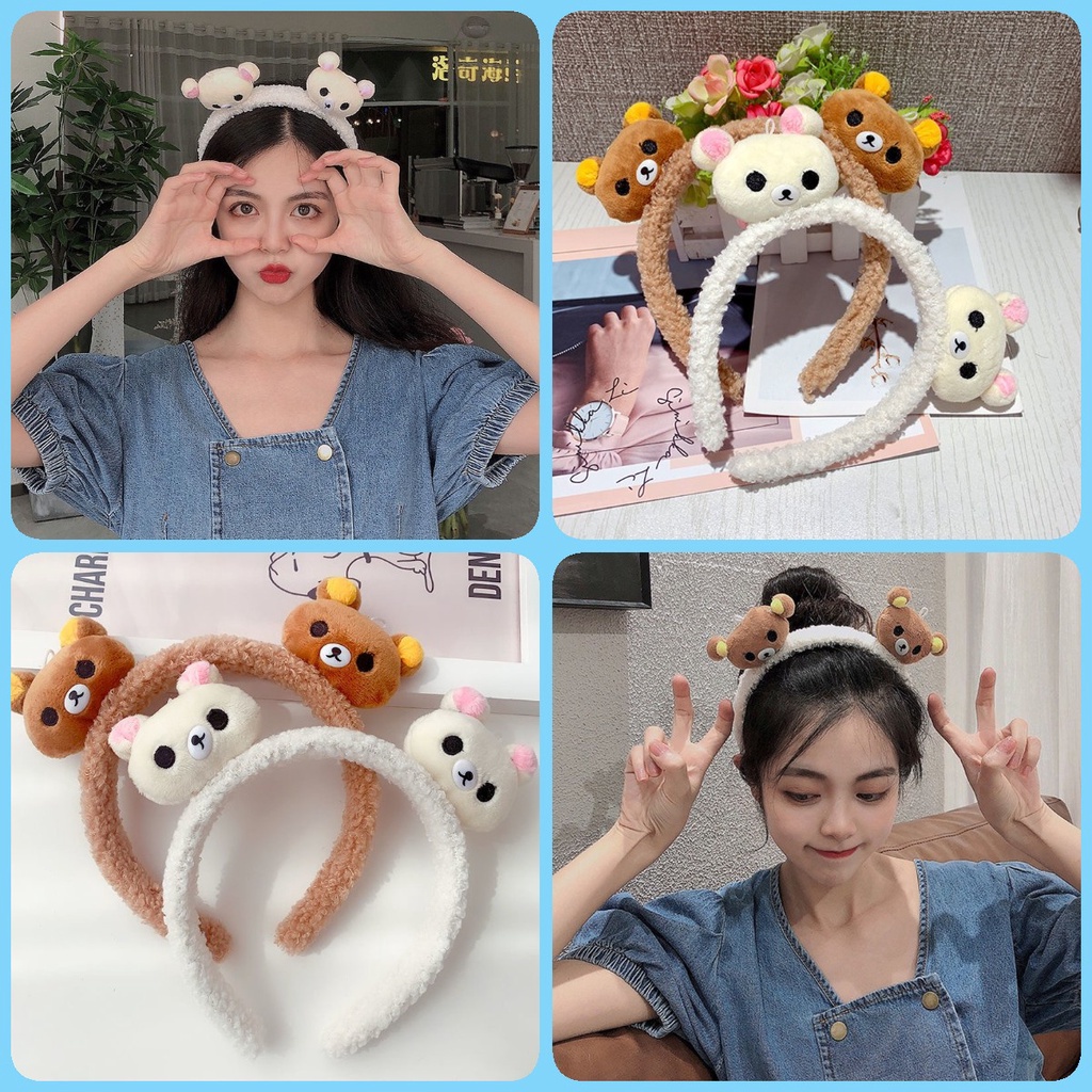 Băng Đô Cài Tóc Chống Trượt Họa Tiết Gấu Hoạt Hình Dễ Thương Phong Cách Hàn Quốc