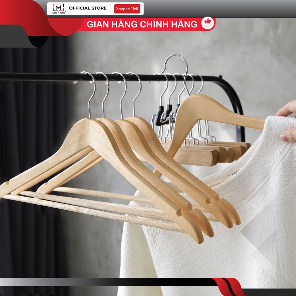 Combo 5 móc gỗ cao cấp xuất khẩu có thanh ngang thương hiệu MW FURNITURE