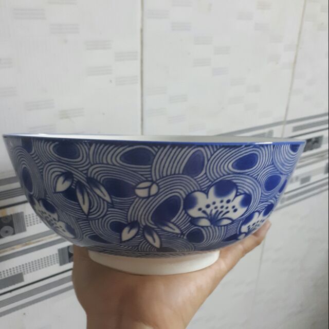 Tô sứ trắng hoa xanh 15cm ,18cm, 20 cm