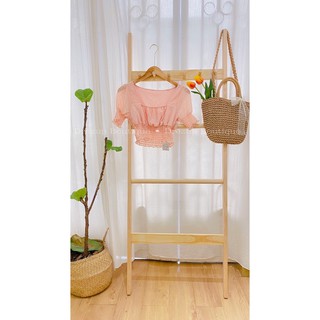 Áo croptop hoa nổi bo eo