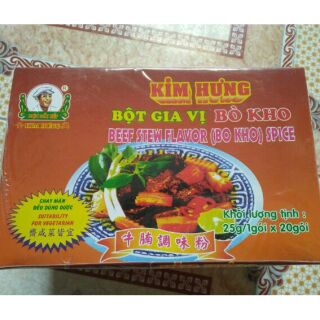 [HCM] 1 Hộp Gia vị nấu bò kho Kim Hưng gói 25g (20 bịch/hộp)