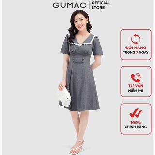 Đầm thiết kế nữ cổ v gumac màu xám kiểu dáng cúp ngực db573