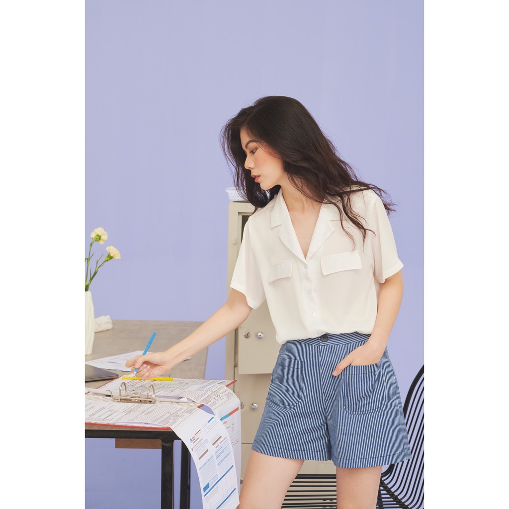 Happy Zoo - Áo lụa tay ngắn pijama nắp túi ( 2 màu )