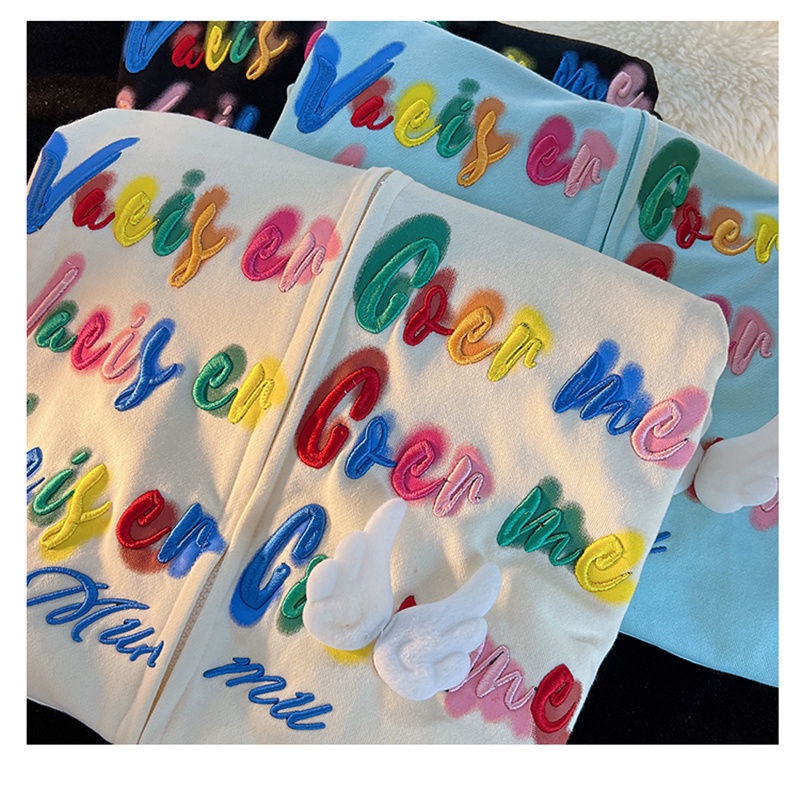 Jiashucheng Áo Khoác Cardigan Mỏng Có Mũ Trùm Đầu Thêu Chữ Nhiều Màu Sắc Phong Cách Mới