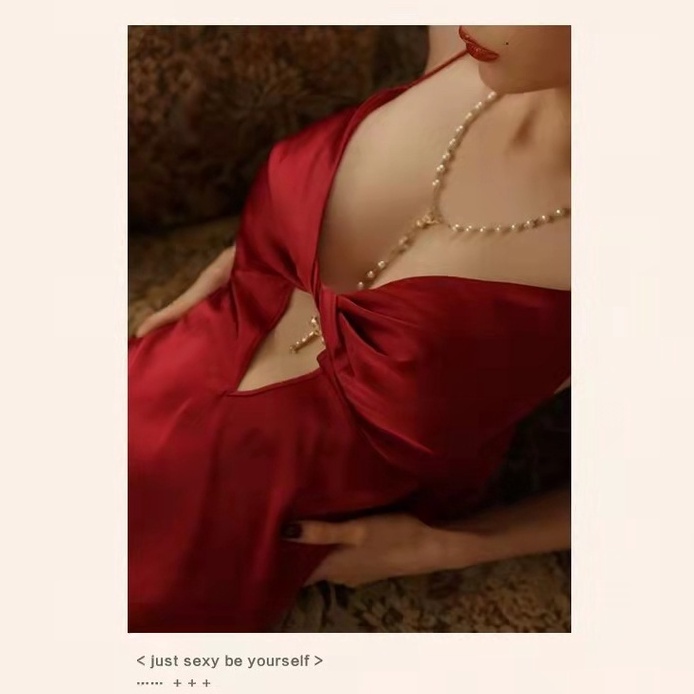 Đầm ngủ lụa satin hở lưng gợi cảm thời trang váy ngủ sexy thích hợp cho nữ E1272