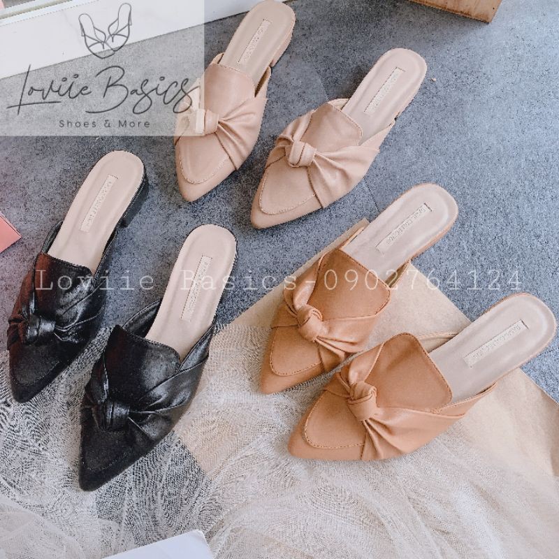 SỤC NỮ LOVIIE BASICS - DÉP BỆT BÍT MŨI THỜI TRANG - GIÀY SỤC MŨI NHỌN QUAI NGANG KHÓA ĐÁ D201283