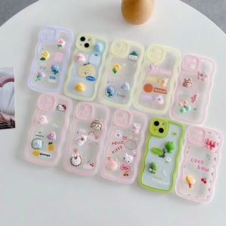 ốp lưng iphone lượn sóng viền mây. ốp điện thoại gắn stick cute 7pls - 13 pro max.