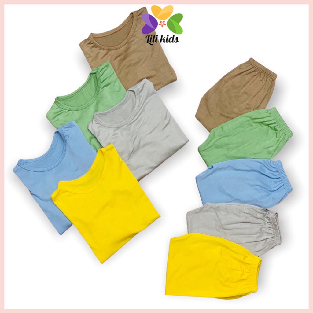 Bộ dài tay cho bé trai bé gái LILIKIDS chất thun lạnh trơn vải mềm mát cho bé BDT09