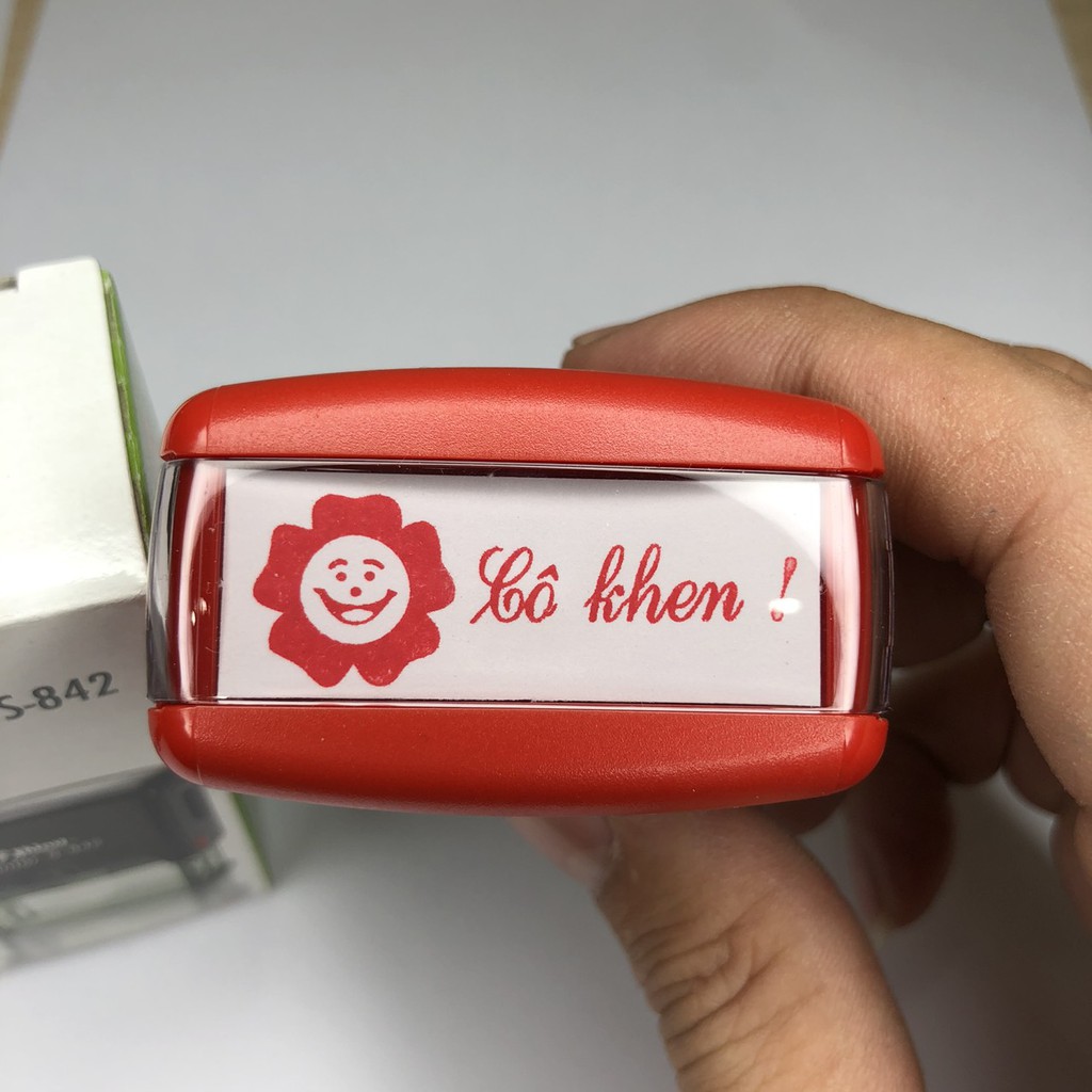 Khắc dấu cô khen logo tiểu học (logo + tên)