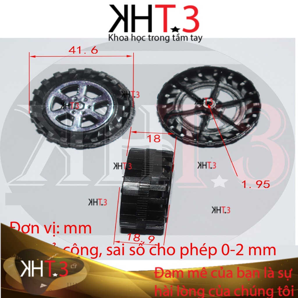 Bánh xe nhựa 2*42 mm bánh xe làm đồ chơi DIY đồ chơi stem