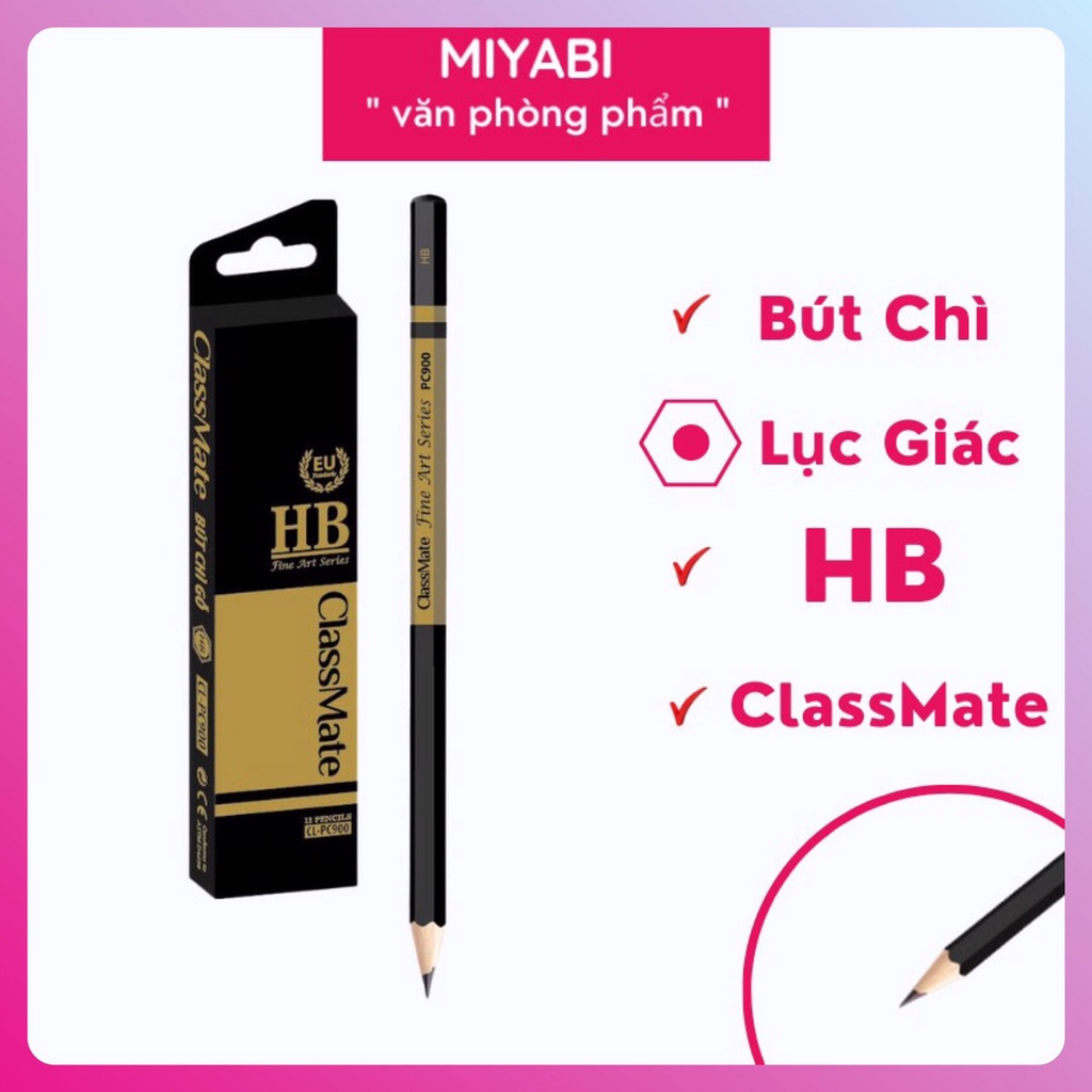 Bút chì gỗ HB CLASSMATE có tẩy Pc900 - 1 cái - Bút chì lục giác cao cấp - MIYABI STORE