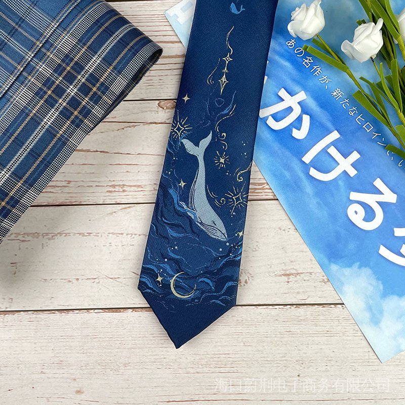 Cà Vạt In Họa Tiết Cá Voi jk Chính Hãng Dành Cho Nam Và Nữ Mặc Hàng Ngày