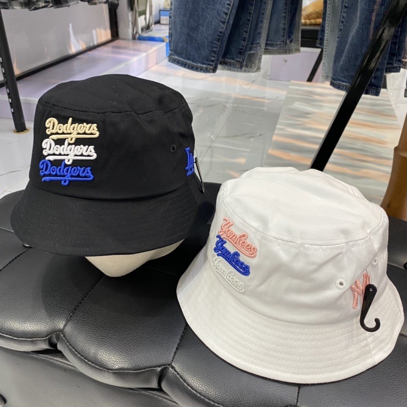 | Ảnh Thật | Mũ Bucket  M L B Dodgers Trắng Đen