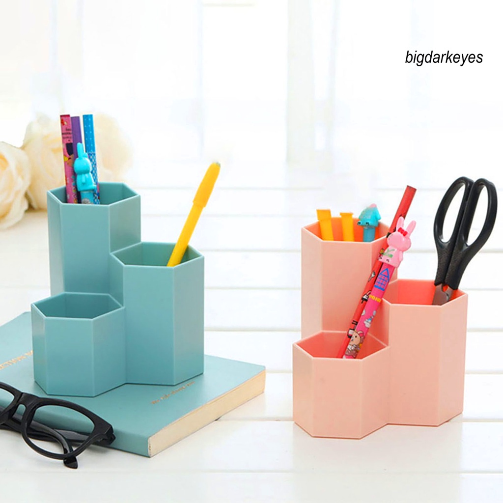 Giá Đỡ Bút Hình Lục Giác 3 Ngăn Bằng Nhựa Tiết Kiệm Không Gian Tiện Dụng