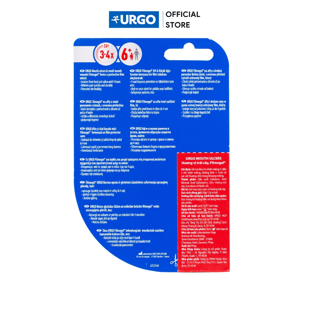 Gel dùng cho nhiệt miệng Urgo Mouth Ulcers Filmogel