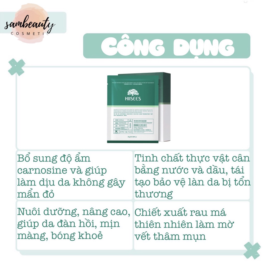 MẶT NẠ RAU MÁ, MẶT NẠ DƯỠNG ẨM LÀM DỊU DA PHỤC HỒI DA BỊ TỔN THƯƠNG với thành phần thiên nhiên lành tính SamBeauty