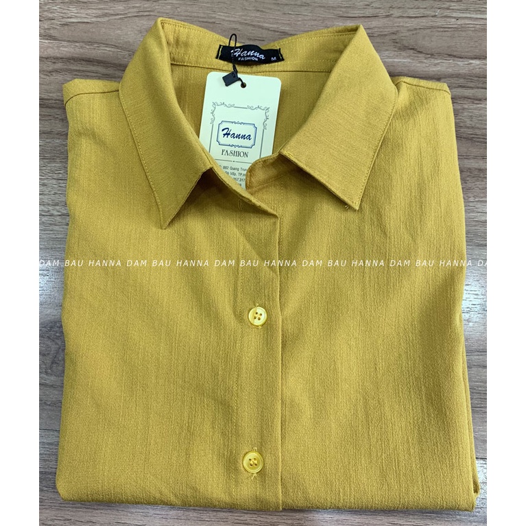 [HANNA] Áo bầu sơ mi trắng tay lỡ công sở CÓ SIZE 40-80KG vải đũi cao cấp thấm mồ hôi tốt thoáng mát mùa hè cho bé ty đư