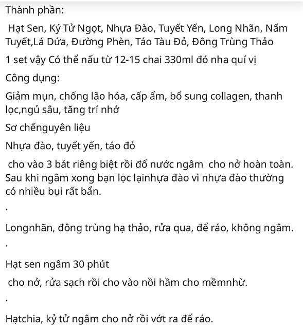 SET CHÈ dưỡng nhang