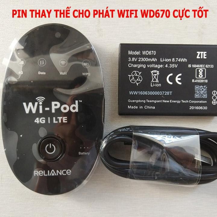 Pin thay thế cho phát wifi ZTE WD 670 Wipod chính hãng pin chuẩn