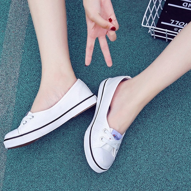 GIÀY LƯỜI VẢI NỮ,GIÀY MÀU TRẮNG sp52