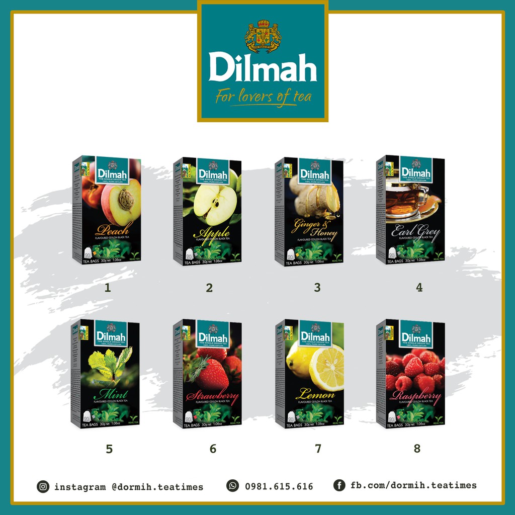 [‼️NEW - Hương Vải] Trà Dilmah Ceylon Black Tea - trà đen hương dâu, đào, bạc hà, táo, chanh, bá tước,...