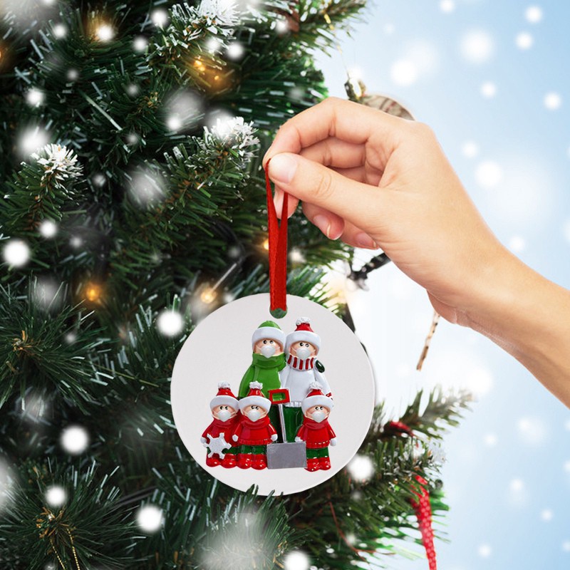 Christmas Ornament Personalized Survivor Family 4 Decorations Masked Hand-Washed Christmas Tree Hanging Pendant