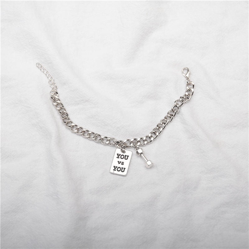 Vòng Tay Dây Xích Mặt Vuông Phong Cách Hip Hop Cá Tính Cho Cặp Đôi