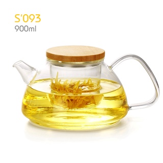 Bình lọc trà hoa thủy tinh 900ml S093 - Ấm trà thủy tinh có lọc cho 4 - 6 người Shop Samahome