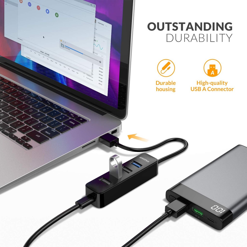 Bộ chia Hub 4 cổng USB 3.0 IDSONIX IAU3-4A-015-BK - CHính Hãng