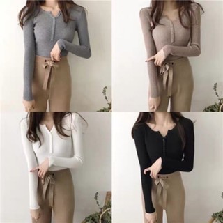 Áo len tăm lông cừu cúc dọc