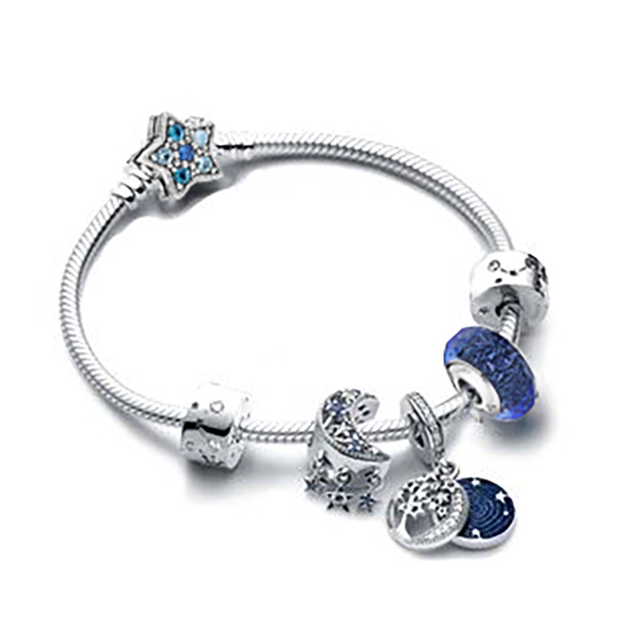 Vòng Đeo Tay Hạt Pha Lê Màu Sắc Xanh Dương Lấp Lánh Phong Cách Trung Hoa Dành Cho Nữ