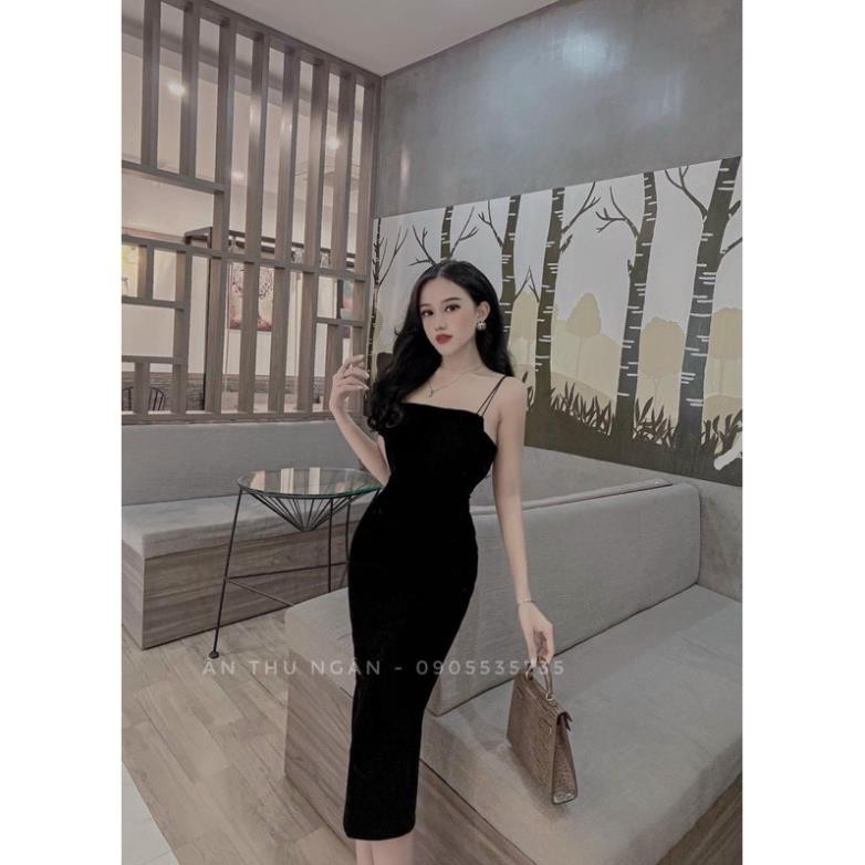 ĐẦM NHUNG 2D BODY ĐEN - ĐỎ