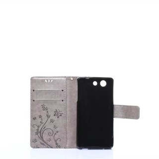For [ Sony Xperia Z3 Mini ] Embossed Flower PU Leather Wallet Flip Stand Case