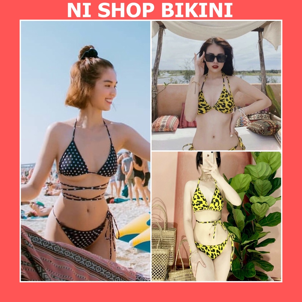 Bikini 2 mảnh báo vàng kèm chân váy sang chảnh