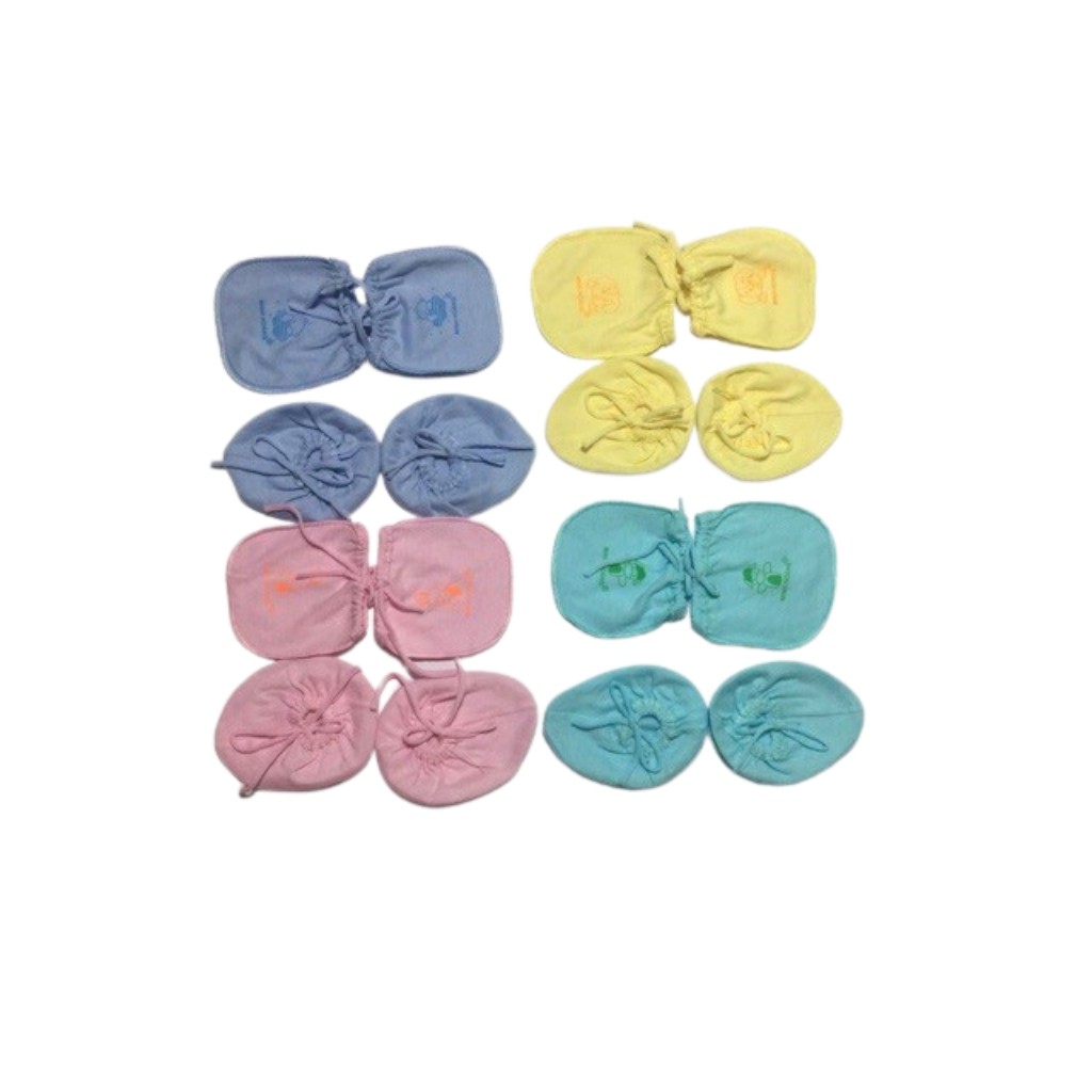 Set bao tay chân Minh Triều cho bé sơ sinh vải cotton tư nhiên 100% có dây buộc BTC02 Bambee Mart