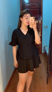 Áo thắt nơ eo đen BIGSIZE(THỜI TRANG NGOẠI CỠ)