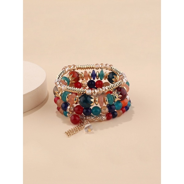 Set vòng tay boho nhiều màu sắc phong cách tua rua