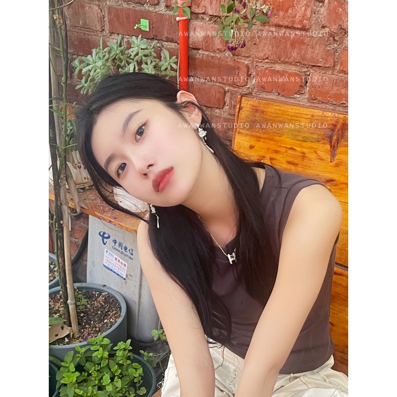 Bông Tai Đính Đá Opal Thiết Kế Tua Rua Phong Cách Hip Hop Đường Phố