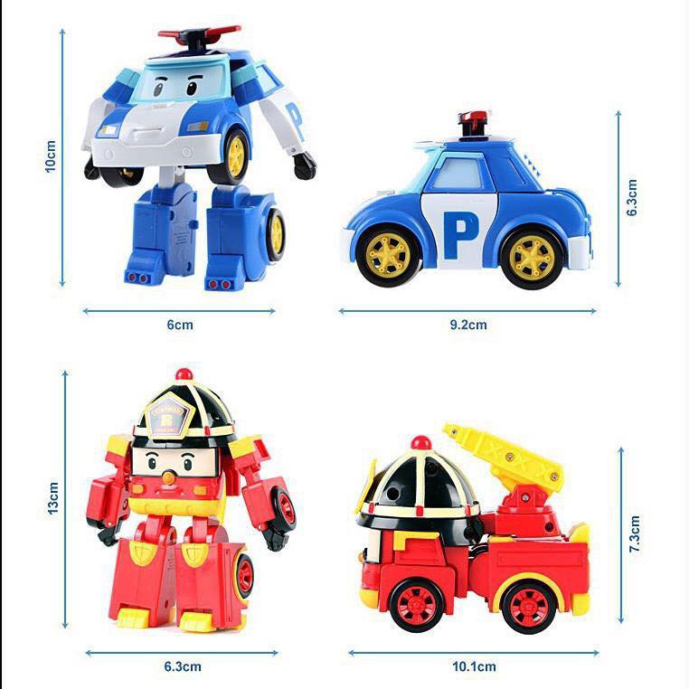 Hộp 6 con Robocar poli biến hình thành ô tô và robot