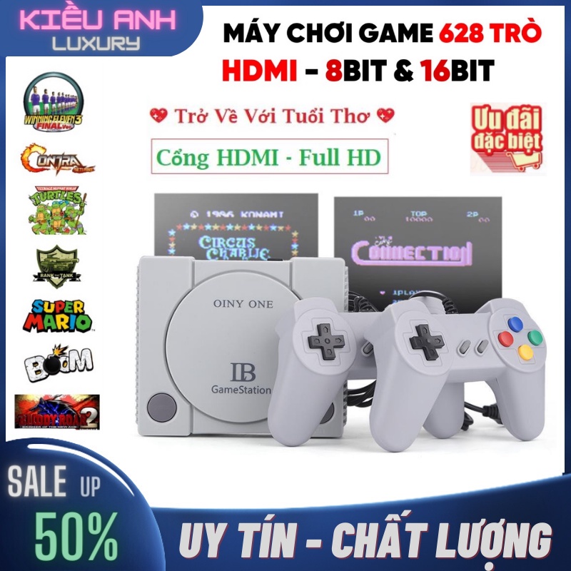 Máy Chơi Game Cổ Điển Cầm Tay NES 628 Trò Chơi Chuẩn HDMI, Playstation, Tay Cầm Game, Máy Chơi Game - Bảo Hành 12 Tháng